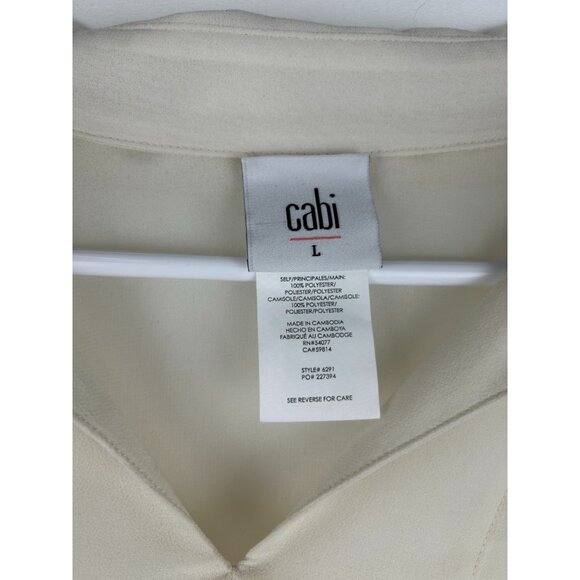 Cabi Abbey Sheer Top & Cami Set S Style 6291 Cream Long Smocked Wrists Large - Picture 3 of 9